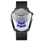 Black Net Belt Black Steel White Face / Black Net Belt-Black Steel-White Face