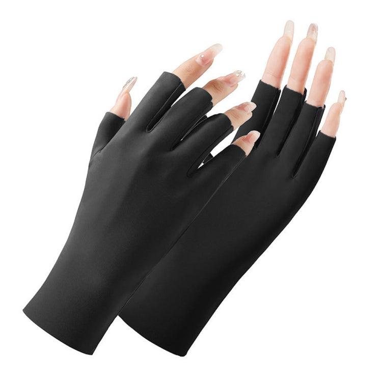 Ladies Stylish UV Block Half Finger Ice Silk Sunscreen Gloves