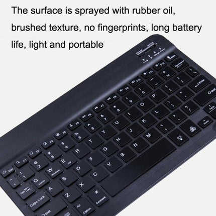 10-Inch RGB Backlit Bluetooth Keyboard and Mouse Set for Tablets shown in slim black brushed keyboard with rubber-oil finish, backlighting, portable design