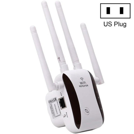 Wireless WiFi Repeater for Extending Home Network Coverage - white multi-antenna wall plug WiFi repeater with LAN port and WPS button