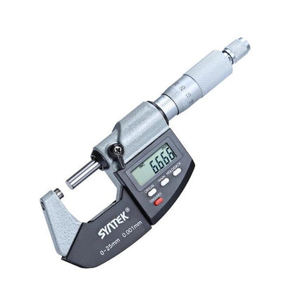Digital Micrometer for Precise Diameter and Thickness Measurement showing 0.001mm resolution digital readout for workshop and lab use