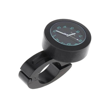 Motorcycle Handlebar Clock Watch For Daily Rides Black compact aluminum alloy handlebar clock with luminous dial and waterproof design