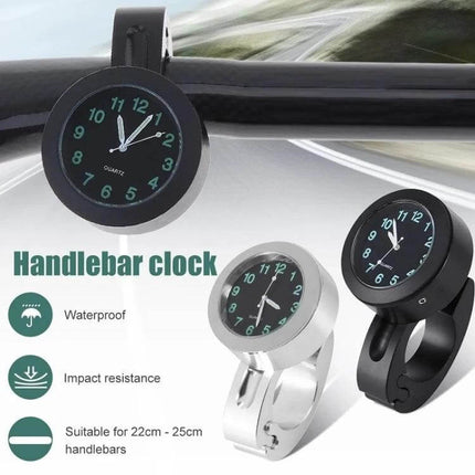 Motorcycle Handlebar Clock Watch For Daily Rides Black - luminous waterproof aluminum alloy handlebar clock for 22-25cm bars