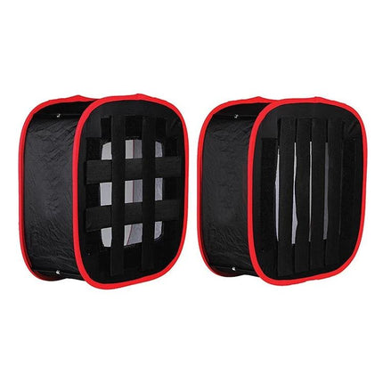 Portable LED Softbox Diffuser for Portrait Photography, compact foldable grid softbox with red trim for reducing facial shadows