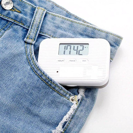 Electronic Pill Box Six-Grid Reminder for Daily Meds compact white timer fits in jeans pocket for travel and bedside medication alerts