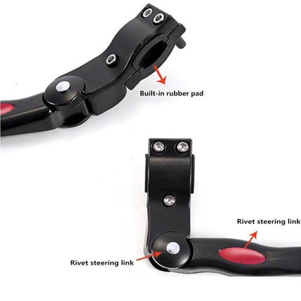 26 Inch Aluminum Alloy Bike Parking Foot Support Stable - black adjustable 35-40cm kickstand with rubber pad and rivet steering link, 310g