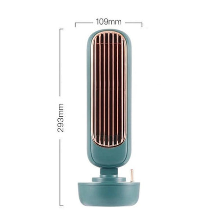 Retro Style Desktop Fan with Humidification and Cooling - compact teal retro USB desk fan, 293mm x 109mm, humidifying cooling unit for office or home