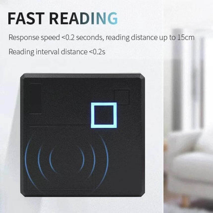 Durable Waterproof Access Control Card Reader for Secure Entry Systems showing fast reading EM ID card reader with blue indicator light