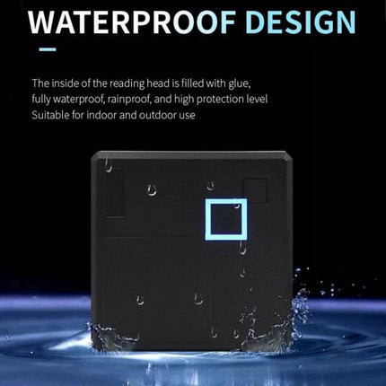 Durable Waterproof Access Control Card Reader for Secure Entry Systems compact black EM ID reader with waterproof design and illuminated square