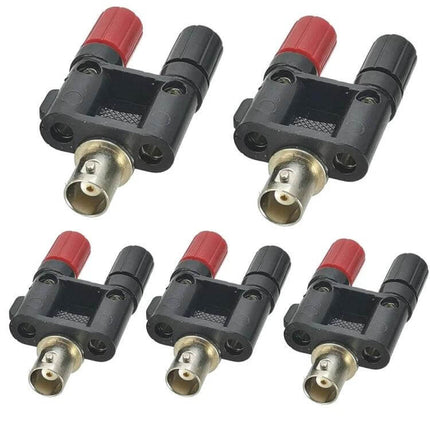 BNC to Dual Banana Female Adapter for RF Cable Connections - pack of five BNC to dual banana female adapters for RF test leads