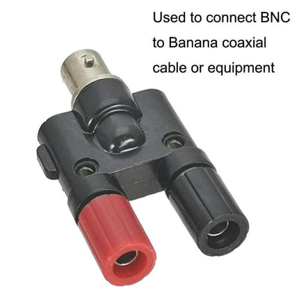 BNC to Dual Banana Female Adapter for RF Cable Connections – black/red dual banana female with BNC male for coaxial RF testing