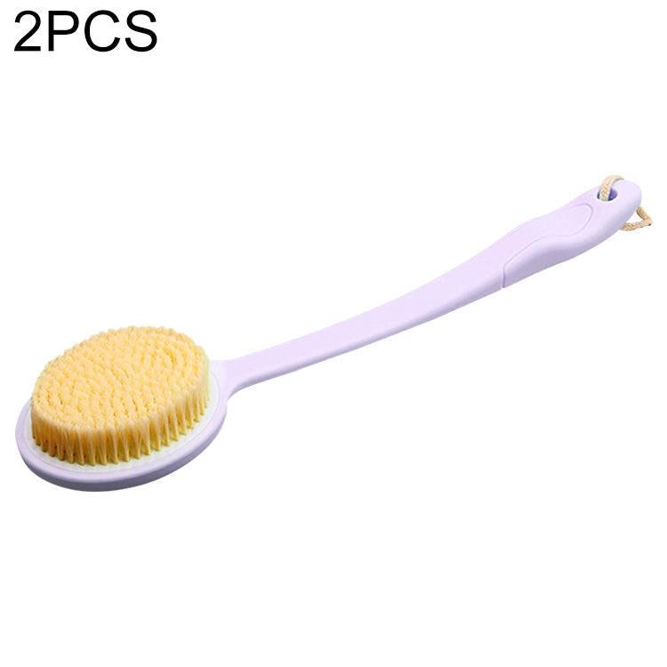 Long Handle Nylon Back Massage Brush - Set of 2 with Soft Bristles Purple