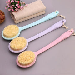 Long Handle Nylon Back Massage Brush - Set of 2 with Soft Bristles