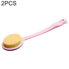 Long Handle Nylon Back Massage Brush - Set of 2 with Soft Bristles Pink