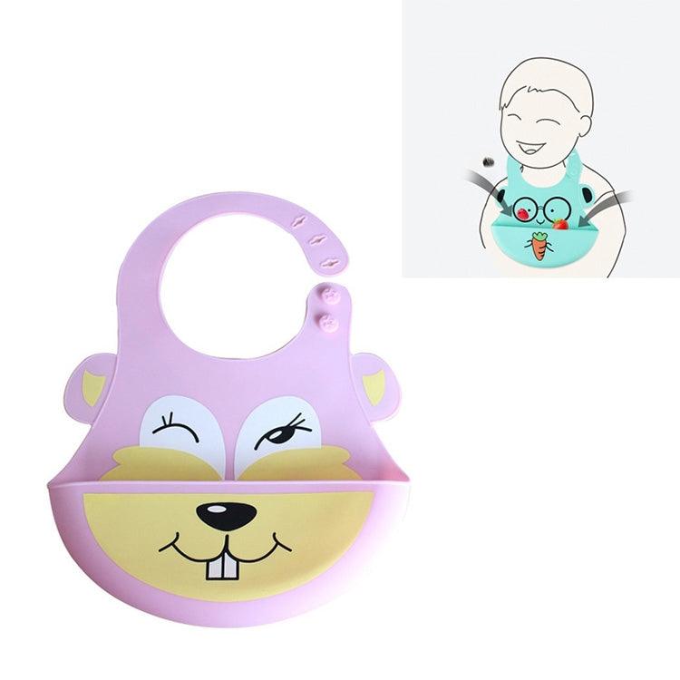 Silicone Waterproof Feeding Bib for Babies and Toddlers Pink Rabbit