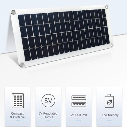 Waveshare 10W Semi-Flexible Solar Panel for Outdoor Charging - compact semi-flexible polysilicon panel with 2× USB ports for camping and phone charging