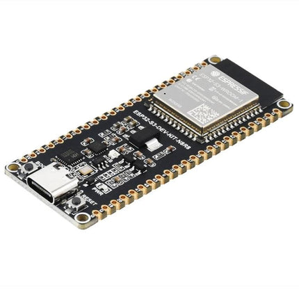 Waveshare ESP32-S3 Development Board for IoT Projects close-up of black dev board with USB-C and pin headers for prototyping