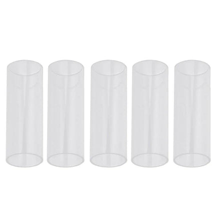 Clear set of five Acrylic Guitar Slides for Everyday Music Practice Sessions displayed in a row for practice and tone control