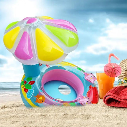 Children's Inflatable Mushroom Sunshade Swim Ring 67cm PVC | Syndmart