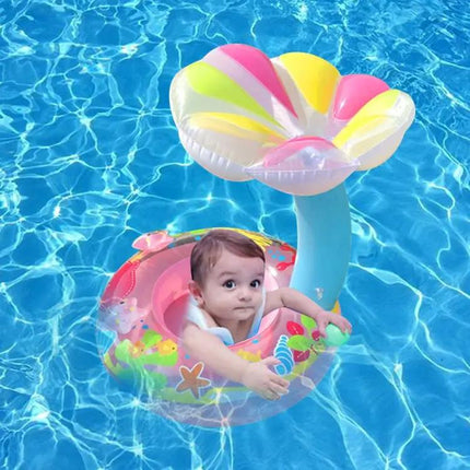 Children's Inflatable Mushroom Sunshade Swim Ring 67cm PVC | Syndmart