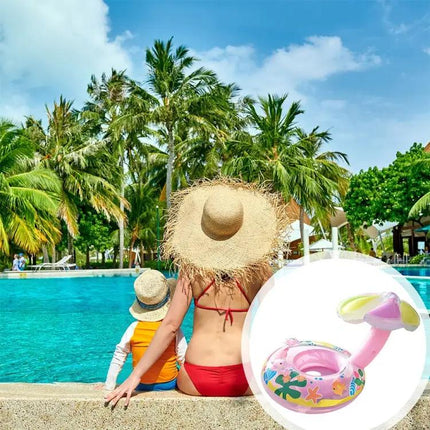 Children's Inflatable Mushroom Sunshade Swim Ring 67cm PVC | Syndmart