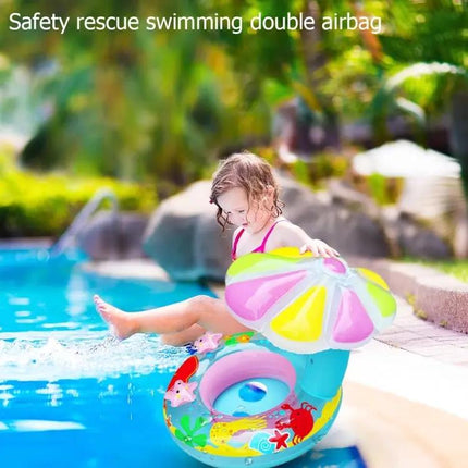 Children's Inflatable Mushroom Sunshade Swim Ring 67cm PVC | Syndmart