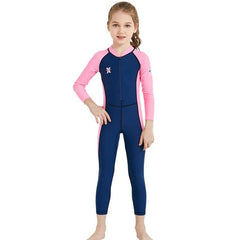 Kids' Long-Sleeved One-Piece Diving Suit for Outdoor Swimming and Sun Protection