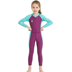 Kids' Long-Sleeved One-Piece Diving Suit for Outdoor Swimming and Sun Protection