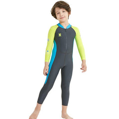 Kids' Long-Sleeved One-Piece Diving Suit for Outdoor Swimming and Sun Protection