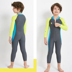 Kids' Long-Sleeved One-Piece Diving Suit for Outdoor Swimming and Sun Protection