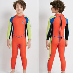 Kids' One-Piece Long-Sleeve Sunscreen Diving Suit for Surfing and Swimming