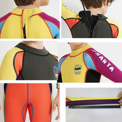 Kids' One-Piece Long-Sleeve Sunscreen Diving Suit for Surfing and Swimming