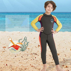 DIVE&amp;SAIL WS-18816 Combinaison de plongée pour enfants Maillot de bain une pièce à manches longues Protection solaire Combinaison de surf pour sources chaudes