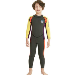 Kids' One-Piece Long-Sleeve Sunscreen Diving Suit for Surfing and Swimming