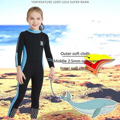 Traje de buceo para niños DIVE &amp; SAIL de 2,5 mm, traje de buceo de una pieza cálido, traje de baño con protección solar a la deriva