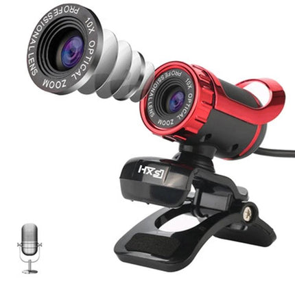HXSJ USB Webcam with Built-in Microphone for Online Calls - red clip-on HD webcam with built-in mic for video calls and streaming