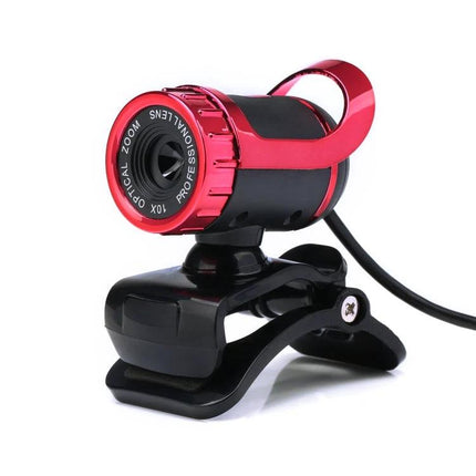 HXSJ USB Webcam with Built-in Microphone for Online Calls - red clip-on HD webcam with built-in mic for virtual meetings and clear audio