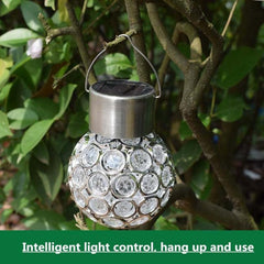 Set of 2 Solar Hollow Ball Pendant Lights for Garden Decoration