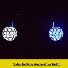 Set of 2 Solar Hollow Ball Pendant Lights for Garden Decoration