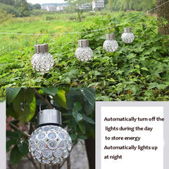 Set of 2 Solar Hollow Ball Pendant Lights for Garden Decoration