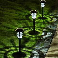 Set of 2 Solar LED Striped Lawn Lights - Waterproof Outdoor Garden and Landscape Illumination