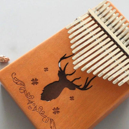 Compact Kalimba for Everyday Music Enjoyment at Home - mahogany thumb piano with deer engraving, portable and easy to play