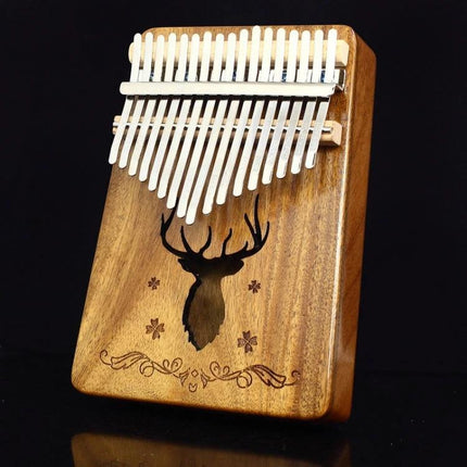 Compact Kalimba for Everyday Music Enjoyment at Home - mahogany thumb piano with deer design, portable, clear resonant tones for casual home practice