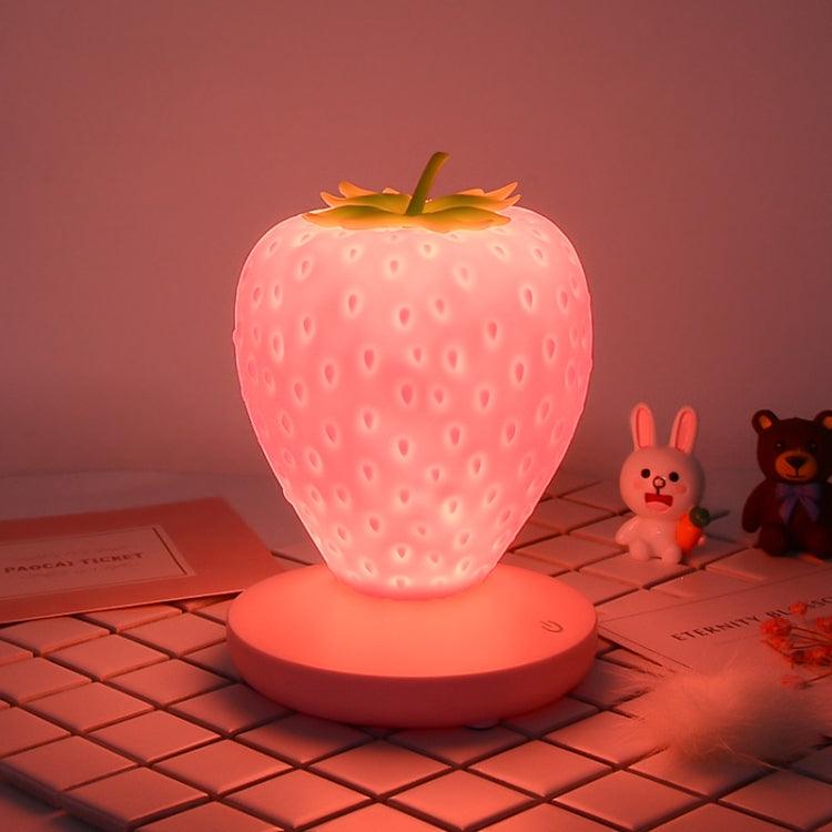 Whimsical USB Rechargeable LED Strawberry Night Light for Cozy Bedside Ambiance