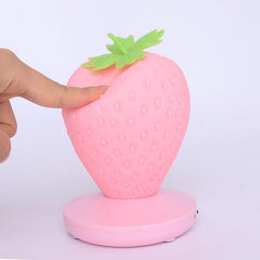 Whimsical USB Rechargeable LED Strawberry Night Light for Cozy Bedside Ambiance