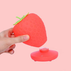 Whimsical USB Rechargeable LED Strawberry Night Light for Cozy Bedside Ambiance