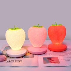 Whimsical USB Rechargeable LED Strawberry Night Light for Cozy Bedside Ambiance