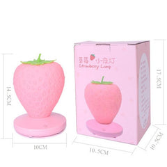 Whimsical USB Rechargeable LED Strawberry Night Light for Cozy Bedside Ambiance