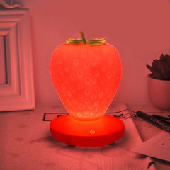 Whimsical USB Rechargeable LED Strawberry Night Light for Cozy Bedside Ambiance