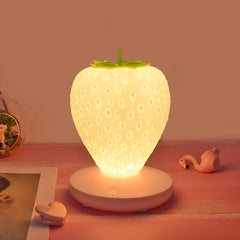 Whimsical USB Rechargeable LED Strawberry Night Light for Cozy Bedside Ambiance